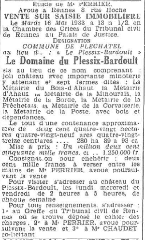 1933 vente plessis bardoult